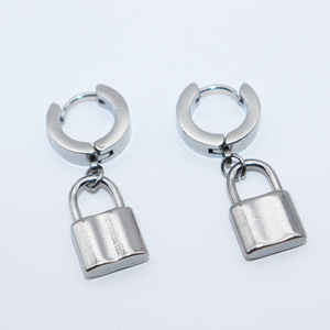 Pendientes con forma de candado, de acero inoxidable y titanio, unisex, joyería colgante, diseño geométrico de moda - Product Image 3