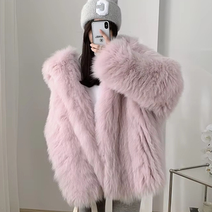 Abrigo de Piel de Oso Blanco de Talla Grande con Capucha, <span class=keywords><strong>Chaqueta</strong></span> de Punto de Piel Auténtica <span class=keywords><strong>y</strong></span> Esponjosa para Mujer, Sudadera con Capucha de Piel Peluda Extra Grande - Product Image 3