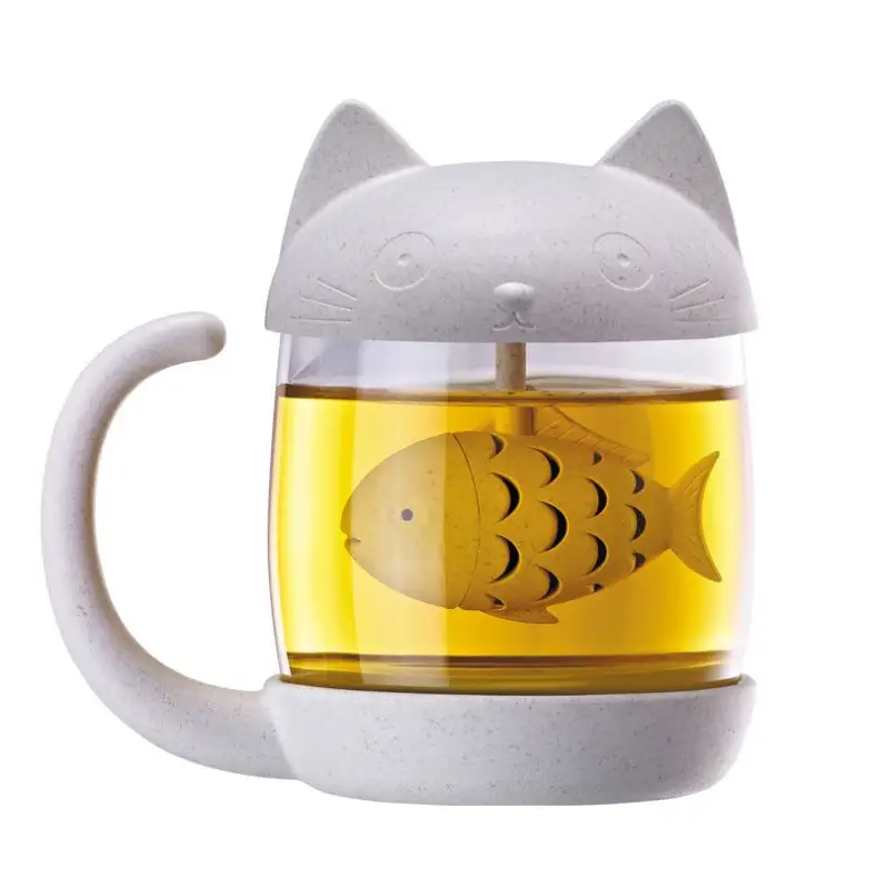 Zogifts kreatives Süßwassertrennglas Affenbecher Heimbüro Camping Inn-Stil entzückendes Katzenaugenglas mit Teefilter