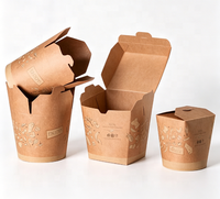 Emballage en carton blanc jetable imprimé sur mesure pour la vente à emporter de nourriture, boîte en papier pour riz et nouilles chinoises avec poignée