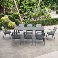 Vera Meilleure vente Ensemble table et chaise de salle à manger d'extérieur moderne en bois de teck avec cadre en aluminium pour jardin et terrasse