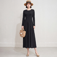 Robe longue plissée pour femme, livraison en 7 jours, robe élégante à manches longues, tenue élégante et modeste, robe plissée pour occasions sociales