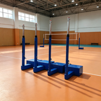 Ensemble de poteaux de filet de volley-ball professionnels réglables en hauteur, robustes, à base stable, pour entraînement et compétition en salle de sport