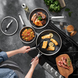 Juego de Utensilios de Cocina Antiadherentes de Acero Inoxidable de 3 Piezas, Aptos <span class=keywords><strong>para</strong></span> Todo Tipo de Hornillas y Horno, Sartén de Cerámica Completa <span class=keywords><strong>para</strong></span> Cocina - Product Image 5