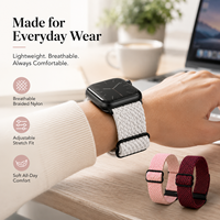 Correa de Reloj de Nailon Elástica con Patrón de Ondas Ouruoxi de 20 mm y 22 mm para Huawei GT3 W, Correa de Repuesto Elástica con Hebilla