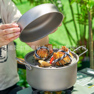Pure Titanium Outdoor <b>Cookware</b> Set Foldable Lightweight Portable Saucepan Frying Pan For Picnics Camping - Product Image 3