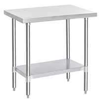 Mesa de Trabajo Comercial de Acero Inoxidable 304/201 con Estante para Horno de Pizza al Aire Libre, Cocina, Lavandería, Garaje