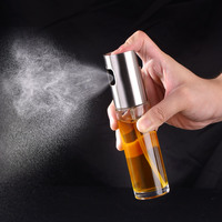 Bouteille d'huile de cuisine en acier inoxydable avec tête de pulvérisation anti-fuite, bouteille d'huile en verre à pression pour un distribution pratique d'huile et de vinaigre
