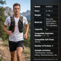 Gilet d'hydratation de course ultraléger personnalisé avec logo pour hommes et femmes, en maille respirante, sans rebondissement, avec poche à eau de 2L, pour marathon et trail