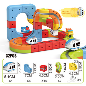 Pista Magnética de Rieles para Armar, 32 Piezas, Educativa, de Plástico, Cubo Mágico 3D, Pista de Autos - Product Image 1