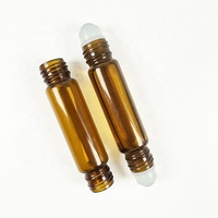 Flacon d'huile essentielle à deux extrémités en verre givré transparent ambré de 3ml/5ml/10ml avec tête de rouleau ou flacon compte-gouttes rechargeable