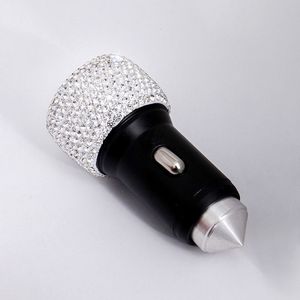 Martillo de Seguridad con Cargador de Teléfono para Auto, con Cristales de Imitación Brillantes, Aleación de Aluminio QC2.0, 5V/1A, 2 Puertos USB - Product Image 2