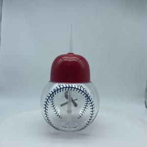 ढक्कन और स्ट्रॉ के साथ 24 आउंस प्लास्टिक नॉवेल्टी बेसबॉल हेलमेट ड्रिंकिंग बॉल के आकार का कप - Product Image 3