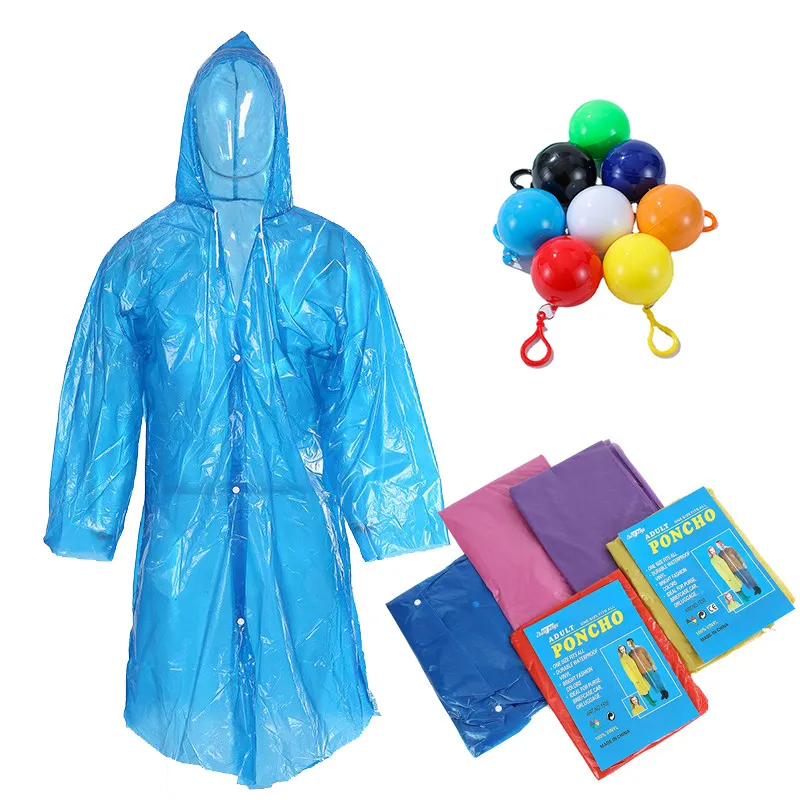 Waterproof Printed Promotional Disposable Raincoat Golf Ball Rain Poncho Portable Travel Plastic Rainwear for Men
