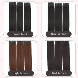 Extension de cheveux synthétiques invisible et sans couture pour femmes, 16-24 pouces, pour augmenter le volume des cheveux, trois mèches droites. - Product Image 4