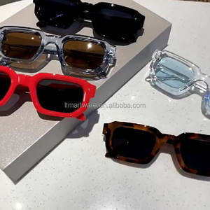 Venta caliente Moda Verano Nuevo Hielo Azul Tonos de luz Estilo Ins Marco cuadrado Gafas de sol simples Venta al por mayor Gafas de plástico - Product Image 1