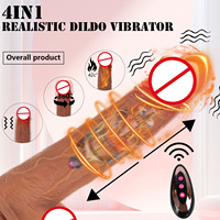Realistisches flüssiges Silikon Schub Dildo Vibrator Sexspielzeug mit 5 Schub 10 Vibrations modi Starke Saugnapf Fernbedienung