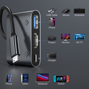 Trung tâm <span class=keywords><strong>USB</strong></span> loại C 3 trong 1 kết nối với điện thoại máy tính xách tay Máy tính để bàn với nguồn điện 100W Độ phân giải 4K 60Hz - Product Image 6