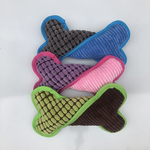 Jouet pour chien durable et couineur en velours côtelé, en forme d'os, résistant aux morsures, pour chiots agressifs - Product Image 1