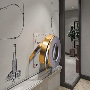 Chải kim loại dán tường Băng trang trí dính Strips gương vàng kim loại Sticker vàng Tường băng cho tường Sticker - Product Image 1