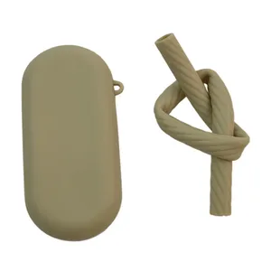 200*8*6mm Food Grade Multifarious <strong>Colorful</strong> Reusable Folding Silicone Drinking <strong>Straw</strong> with Case Mini Size <strong>Straws</strong> - Product Image 1