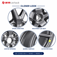 Jante en alliage de remplacement OEM LinTech 1234261-00-A Gris 18X8.5J ET40 pour Tesla Model 3 Standard Long Range Pièces EV