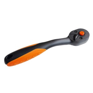 Quick Release Ratchet Wrench 1/4 Inch 72 Tooth Curved Handle Orange Black Grip Automotive Repair Tool - Product Image 5