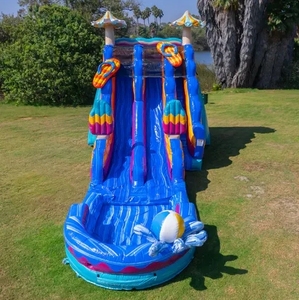Thương mại cấp PVC lớn dành cho người lớn trẻ em trượt nước bên cho thuê bên bờ biển chủ đề <span class=keywords><strong>Inflatable</strong></span> trượt nước với hồ bơi - Product Image 3