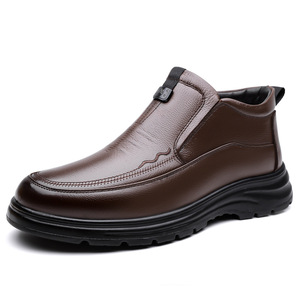 Botas de Invierno para Hombre de Cuero Genuino, con Punta Redonda, Forro de Felpa, Suela de Goma Antideslizante, Cálidas para la Nieve - Product Image 5