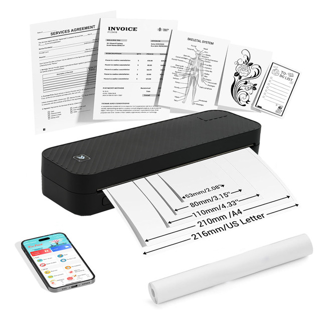 Manufacturer's Portable A4 Wireless Inkless Pocket Printer Blue Tooth Mini Thermal Impresora for Office /home/photo/Tattoo Print