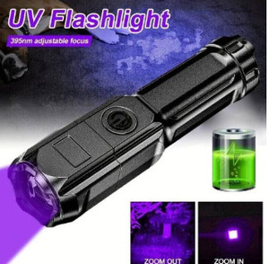 <b>Rechargeable</b> Flashlight Purple White Dual <b>Light</b> Torch Zoom Waterproof Lantern for Outdoor Camping Scorpion Pet Stains - Product Image 3