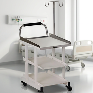 Chariot médical durable pour appareil ECG avec barre IV, mobilier hospitalier à 4 roues, facile à nettoyer, capacité de charge de 40 lb pour hôpital et clinique - Product Image 4