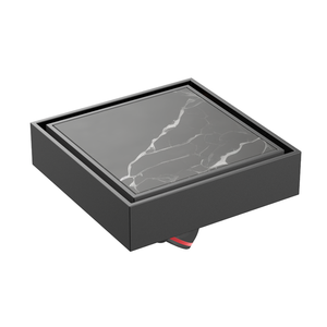 Rejilla de drenaje cuadrada moderna para ducha 10x10cm, de acero inoxidable SUS304 negro mate con patrón de cuña, antiolor para suelo de baño - Product Image 2