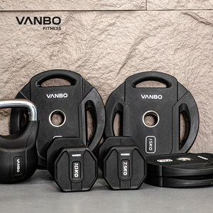 Haltères commerciaux en uréthane à 8 faces avec logo personnalisé, équipement de gym, ensemble PU 2,5-50 kg, barre en acier allié VANBO ARK - Product Image 4