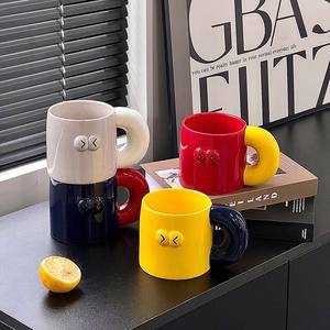 Mug créatif en céramique Macaron, style Mondrian, color-block, grande capacité, pour la maison, style Ins, tasse à lait - Product Image 3