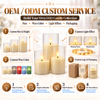 Lot de 3 bougies LED sans flamme réalistes, avec télécommande et minuterie, couvercle en verre transparent, effet scintillant, alimentées par piles, pour Noël, mariages, maison