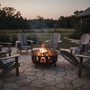 Poêle à bois d'extérieur de style moderne pour jardin, en acier noir, avec <span class=keywords><strong>insert</strong></span> de cheminée et grille de protection - Product Image 1