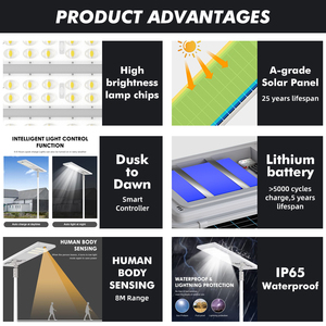 AORUITAI Manufacture Direct Waterproof Ip65 Integrated 60 120 180 240 300 360 420 Watt Outdoor All in One Solar Led <strong>Street</strong> Lamp - Product Image 2
