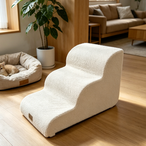 Rampe pour chien 2 en 1 en mousse haute densité pour lit et canapé, 4 marches antidérapantes, échelle pour animaux de compagnie anti-vibrations pour animaux âgés et arthritiques - Product Image 1