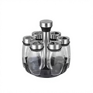 Nuevo Organizador Giratorio de Especias de Acero Inoxidable al por Mayor, Soporte para Condimentos con Juego de 6 Frascos de Vidrio, Almacenamiento para Coche - Product Image 2