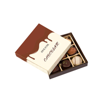 Boîtes cadeaux en papier rigide de luxe pour chocolats truffés, avec logo personnalisé en relief, fabrication artisanale, séparateurs, noir, bonbon