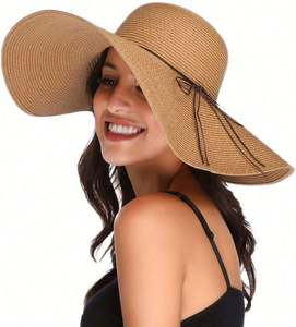 Sombrero de Paja 100% Natural, Diseño Personalizado, Transpirable, Protección Solar, Talla Ajustable, Unisex, Patrón a Rayas, para Vacaciones en la Playa - Product Image 2