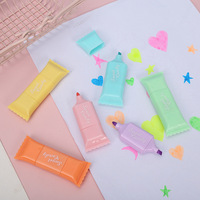 Stylo Fluorescent des deux côtés en forme de bonbons, tasses, ensemble de 6 pièces, couleur Macaron, mini pointeur, couleur bonbon pour enfants