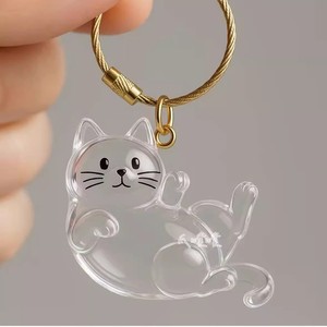 Llavero de estatuilla de gato transparente de nueva llegada | Contenedor de recuerdo de pelo de mascota | Encanto de resina personalizado para memoria y decoración de mascotas - Product Image 3