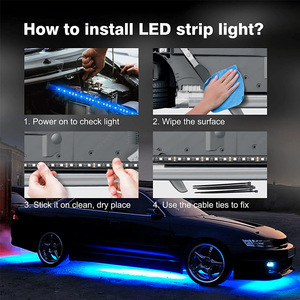 Bande lumineuse néon pour dessous <span class=keywords><strong>de</strong></span> voiture, RGB 8 couleurs, mode musique, avec télécommande par application, pour toutes les voitures - Product Image 3