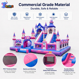 Grand château gonflable combiné avec toboggan pour enfants, idéal pour les parcs d'attractions et <span class=keywords><strong>la</strong></span> location commerciale - Product Image 3