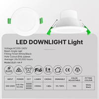 Plafonnier LED encastré dimmable IP44, découpe 90-100mm, tricolore, angle de faisceau réglable, pour maison, salle de bain, intérieur et éclairage commercial