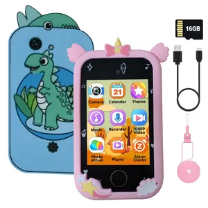 Mainan ponsel anak laki-laki, pemutar musik MP3 dengan kamera ganda game Alarm jam balita mainan telepon pintar
