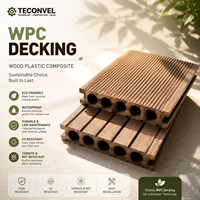 Planches de terrasse composites imperméables pour l'extérieur, revêtement de sol WPC avec finition brossée à grain de bois pour la décoration moderne des jardins et des patios