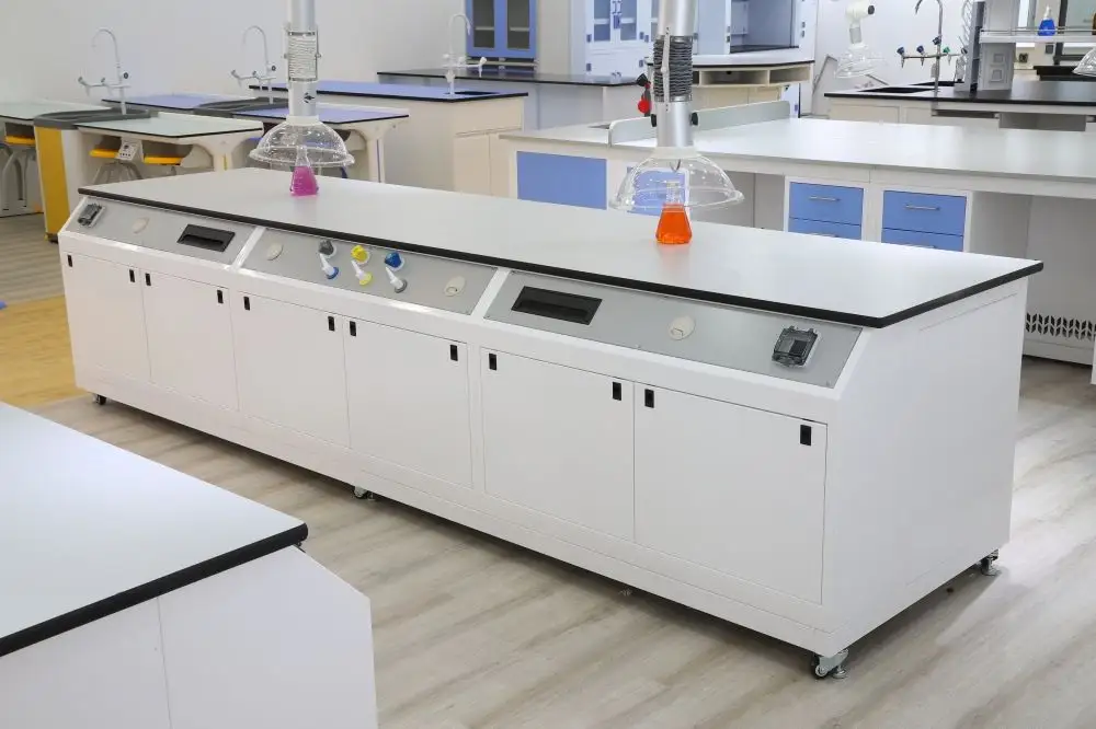 Furnitur bangku Lab meja laboratorium sekolah logam kustom kualitas tinggi